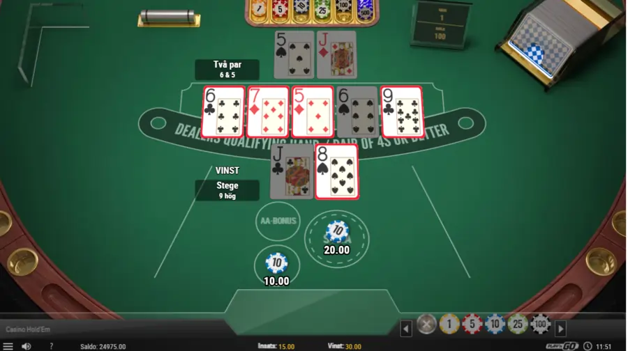 Casino Holdem vinst 2 pair
