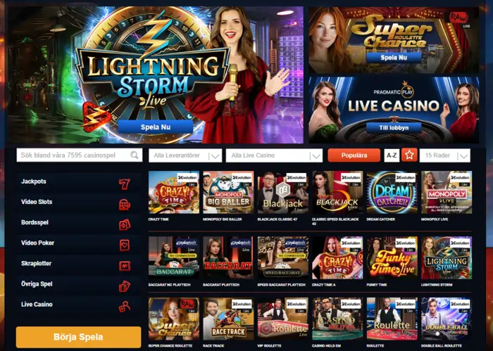 Mega Fortune live casino