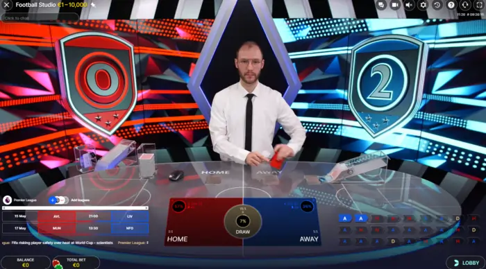 Live football studio - korten delas