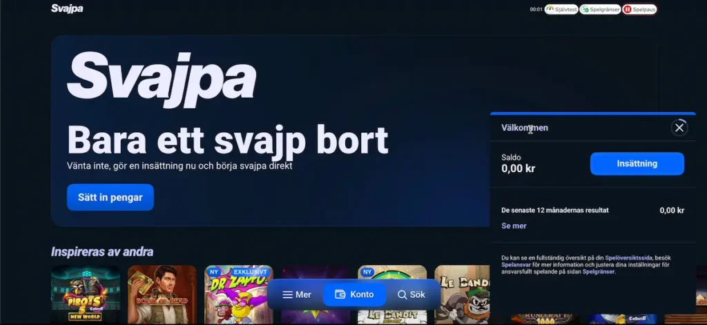 Svajpa Casino registrering steg 6