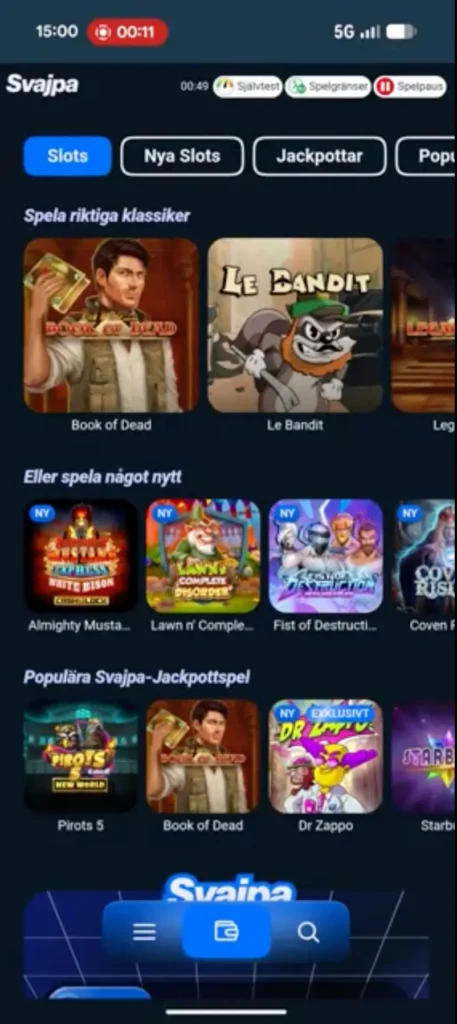 Test av Svajpa mobilcasino