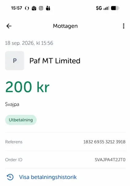 Test av uttag med Swish hos Svajpa Casino