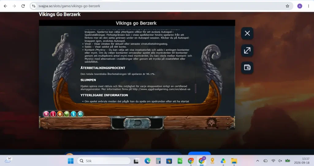 Vi kontrollerar RTP:n i Vikings Go Berzerk hos Svajpa Casino