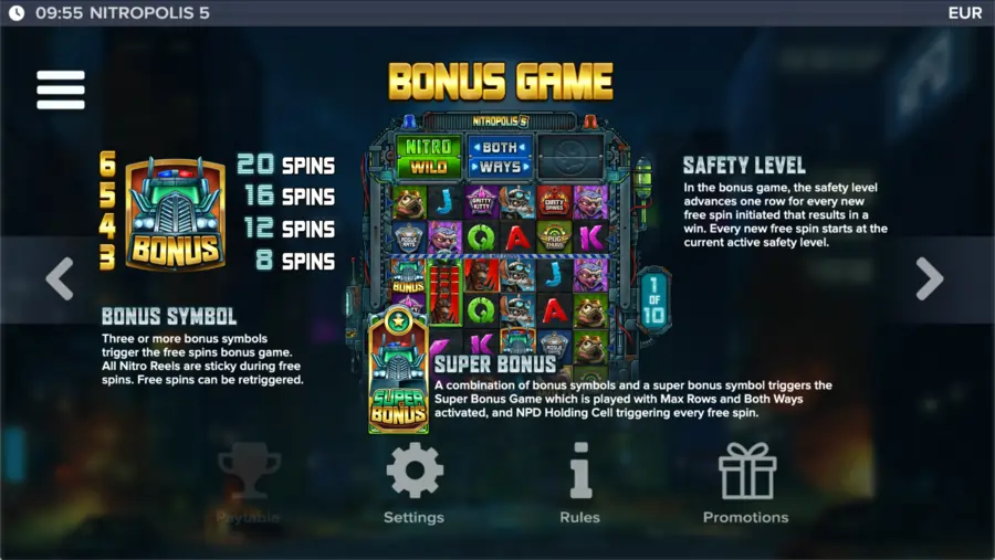Nitropolis bonusspel med free spins