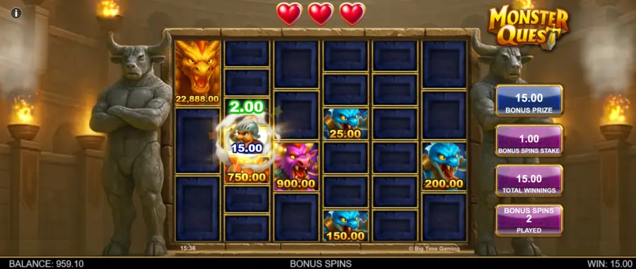 Monster Quest hold and spin
