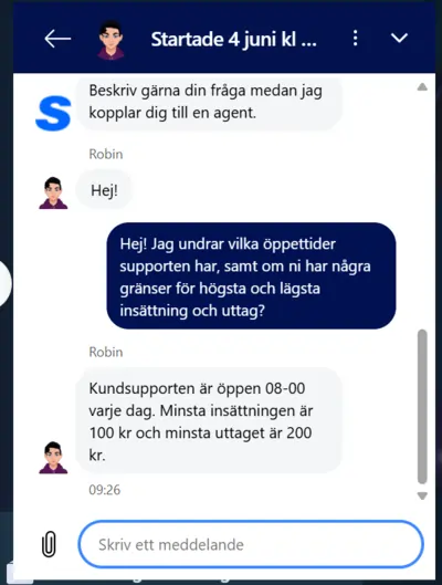 Svajpa casino chatt