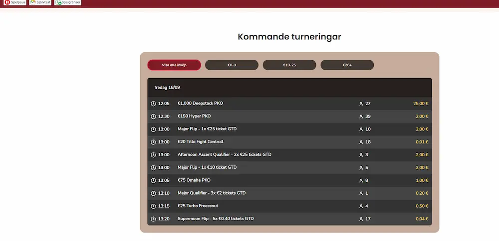 Maria casino turneringar poker