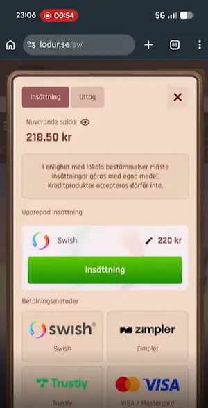 lodur i mobilen insattning