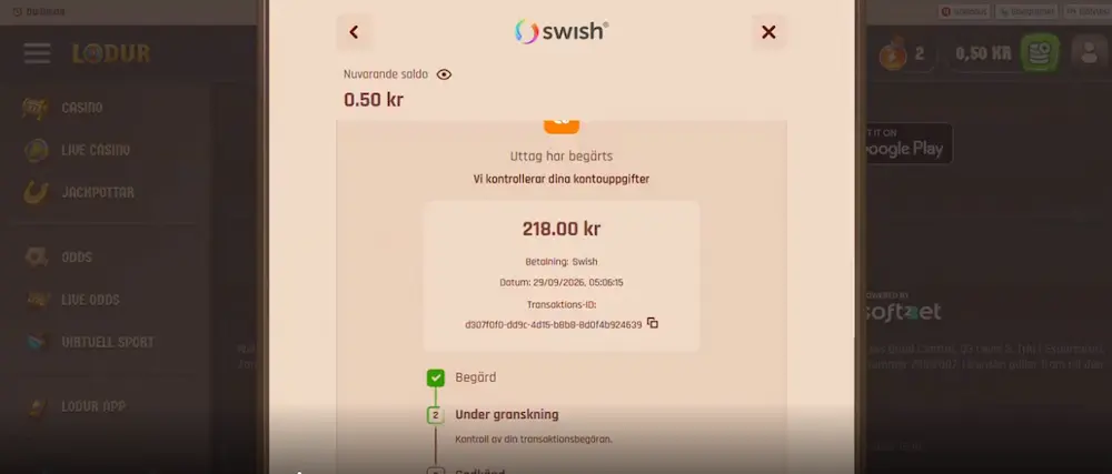 Swish uttag lodur granskas
