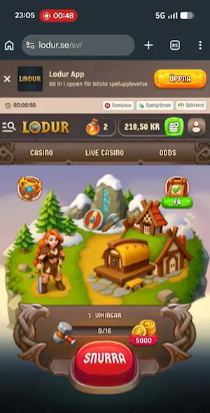Lodur slot i mobilen