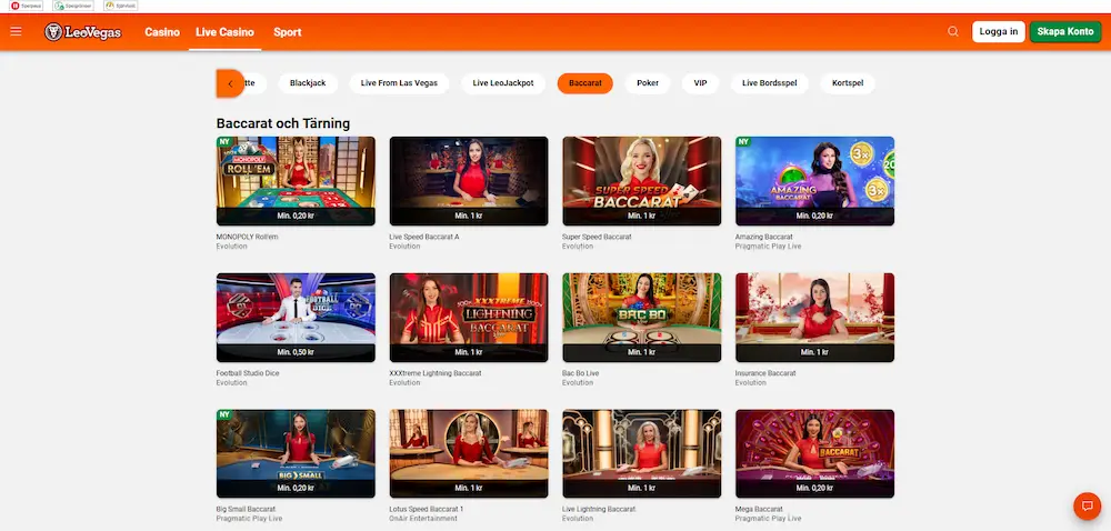 Leovegas baccarat