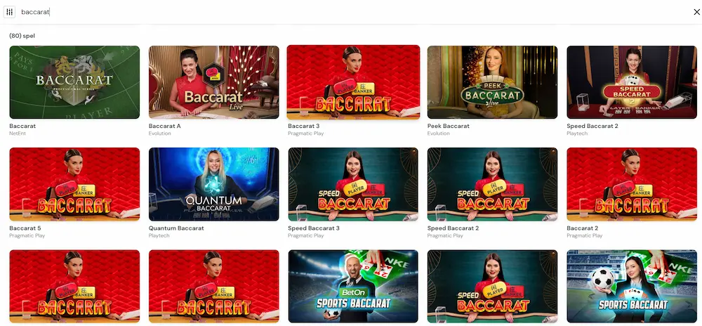 Paf casino Baccarat-spel