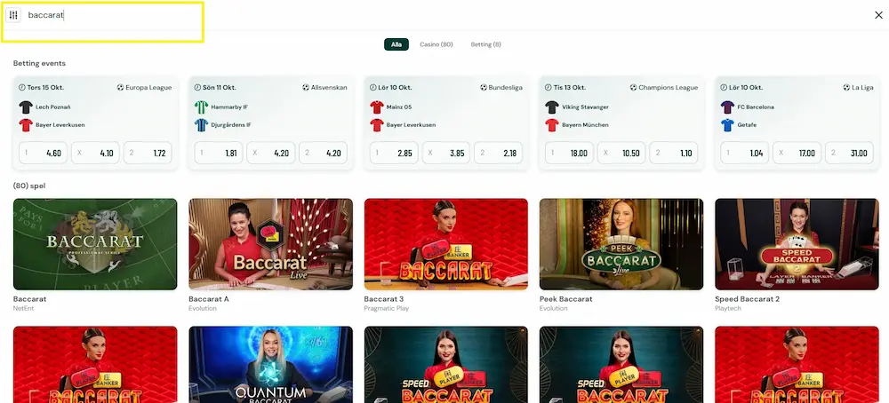 Paf - sök fram baccarat