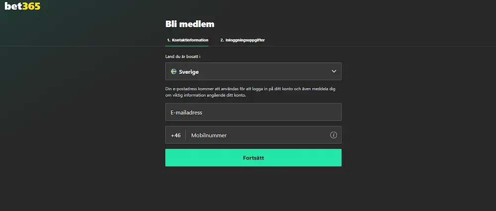 Registrering e-post Bet365