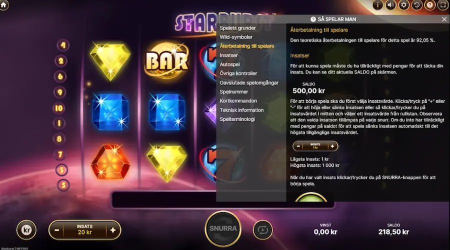 Starburst RTP Lodur casino