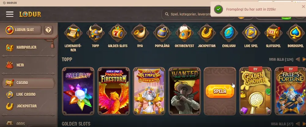Insattning klar Lodur casino