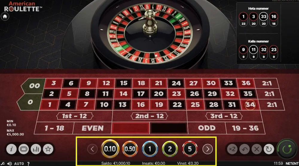 American Roulette test lag insats