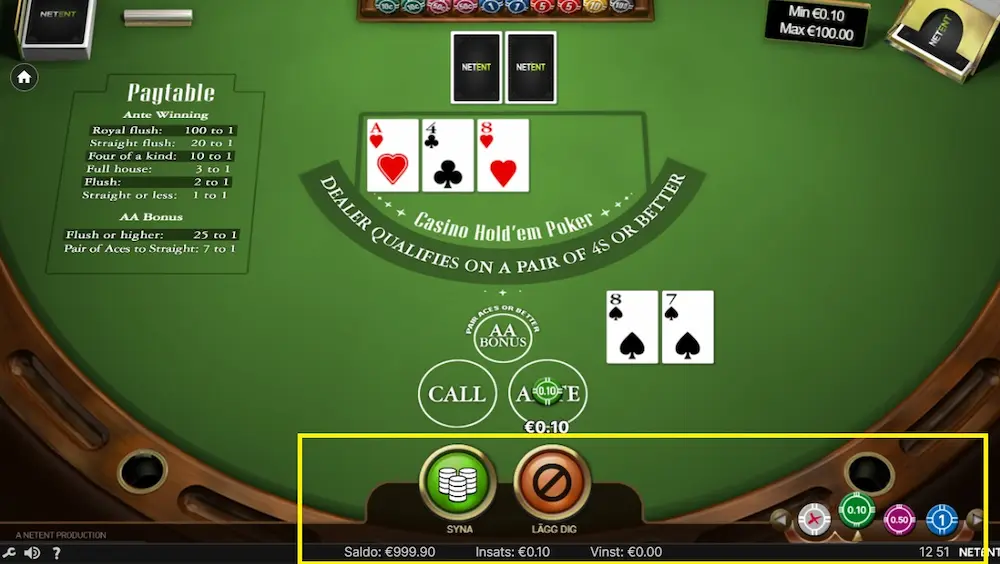 Casino Holdem Netent - lag insats