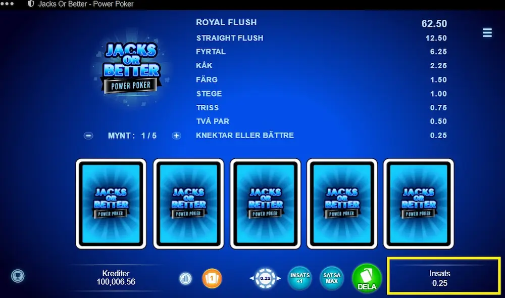 Jacks or better Power poker