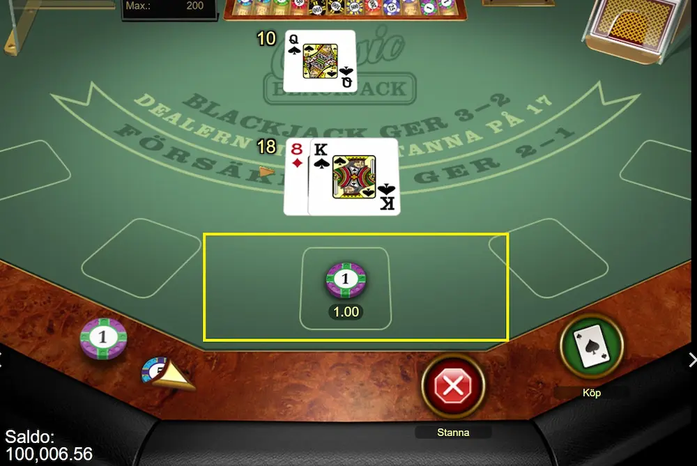 Classic Blackjack lag insats
