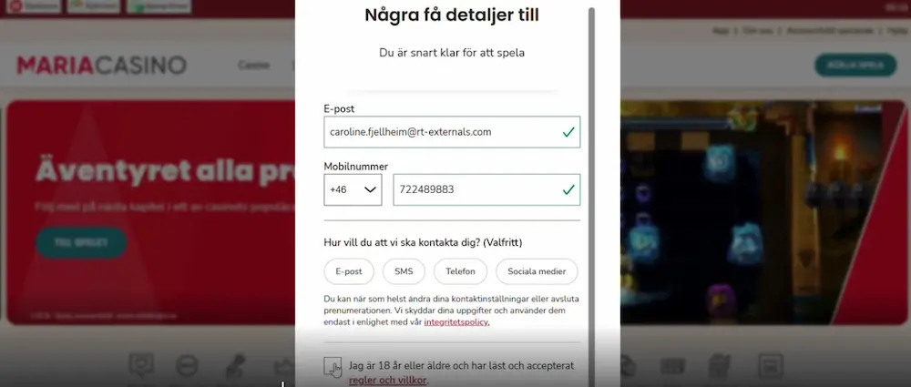 Registrering Maria bankid