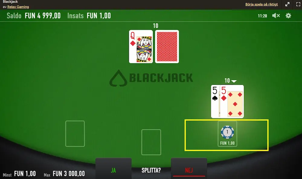 Blackjack Relax - lag insats