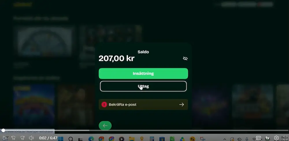 Belopp uttag Korba Casino