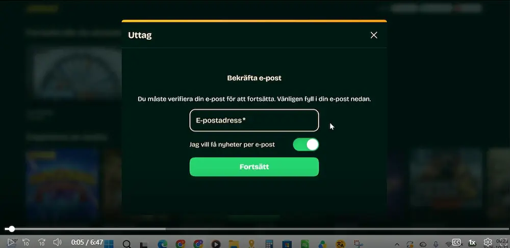 Bekrafta e-post uttag - Korba Casino