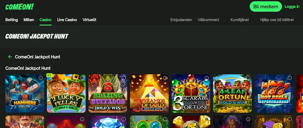 ComeOn jackpot hunt