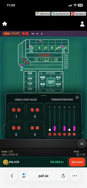 Go Craps på Mobilen, välj pro