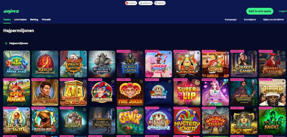 Hajpermiljonen hos hajper casino