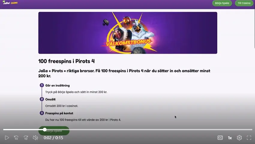 Jalla Casino bonus