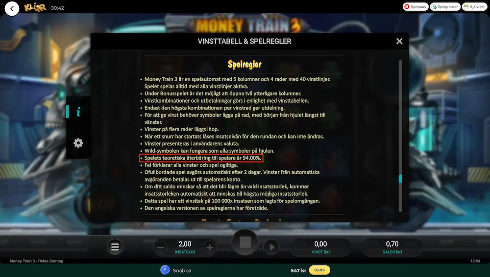 RTP Money Train 3 - Klirr Casino