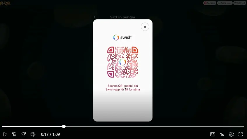 Klirr Casino insättning QR kod