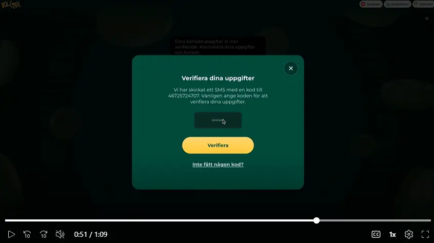 Verifiering av uppgifter Klirr Casino