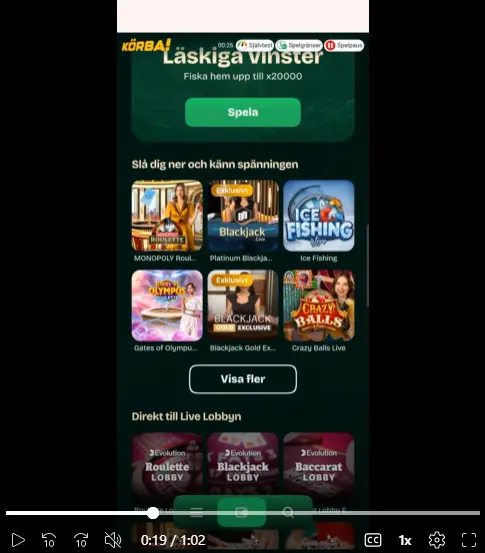 Test Korba Mobilcasino - startsida