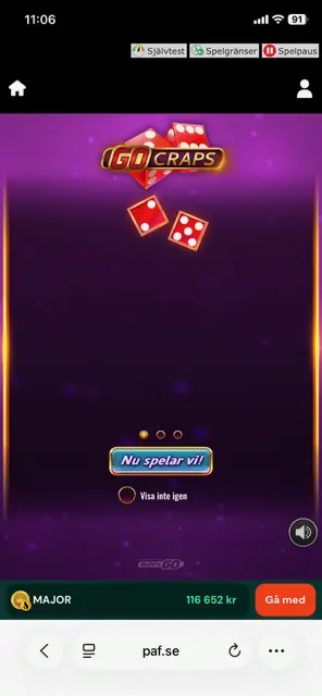 Go Craps på Mobilen - Paf