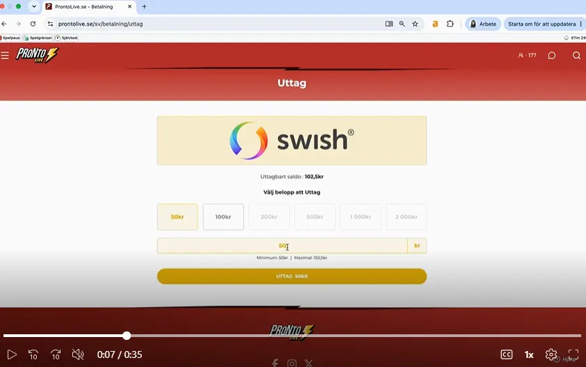 Uttag ProntoLive Lagsta summa