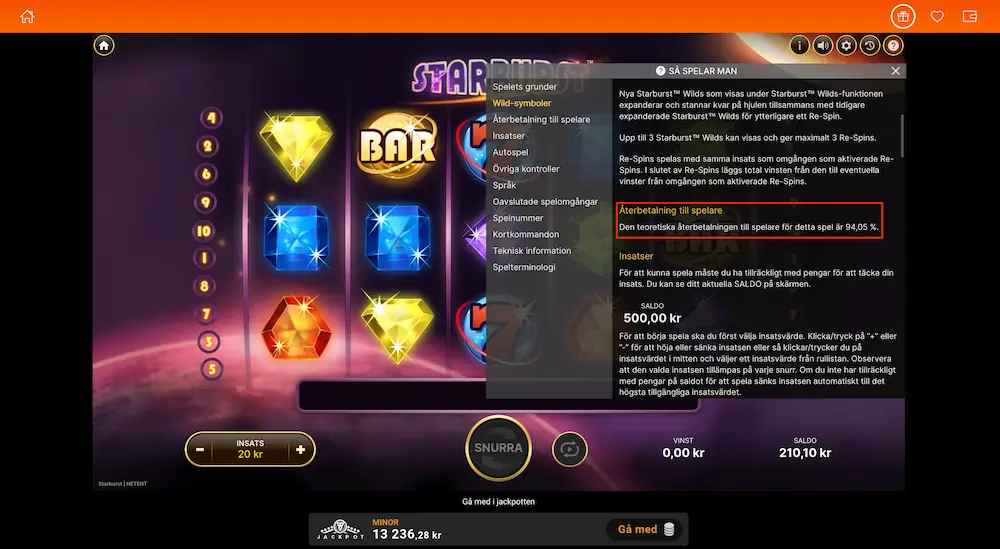 LeoVegas - Starburst RTP