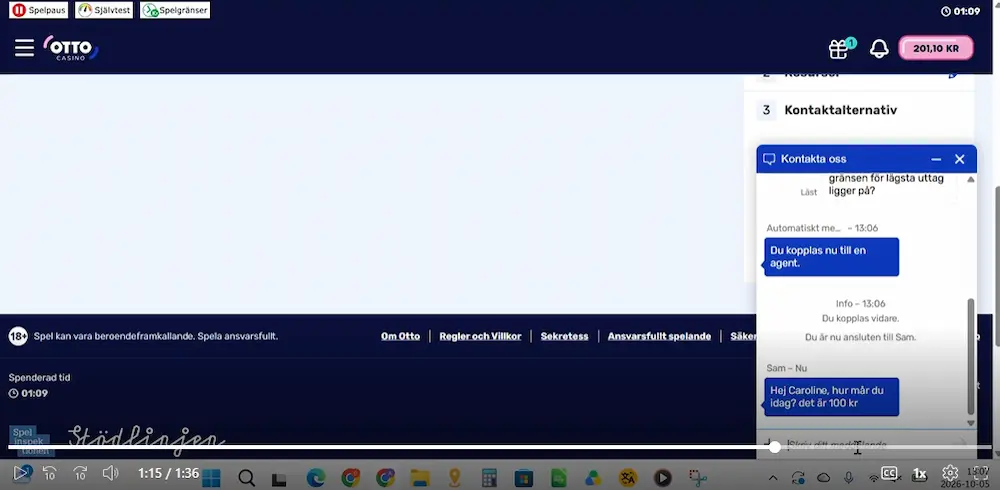 svar fraga live chatt - Otto casino