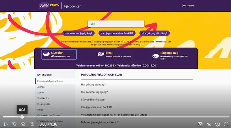 Hjälpcenter Jalla Casino