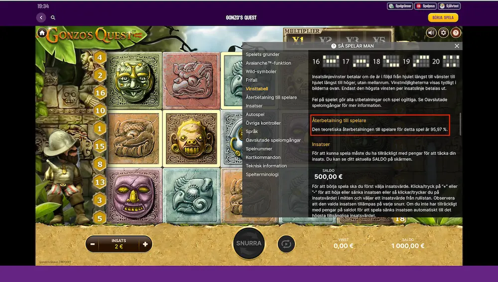 Gonzos quest RTP - Lucky Casino