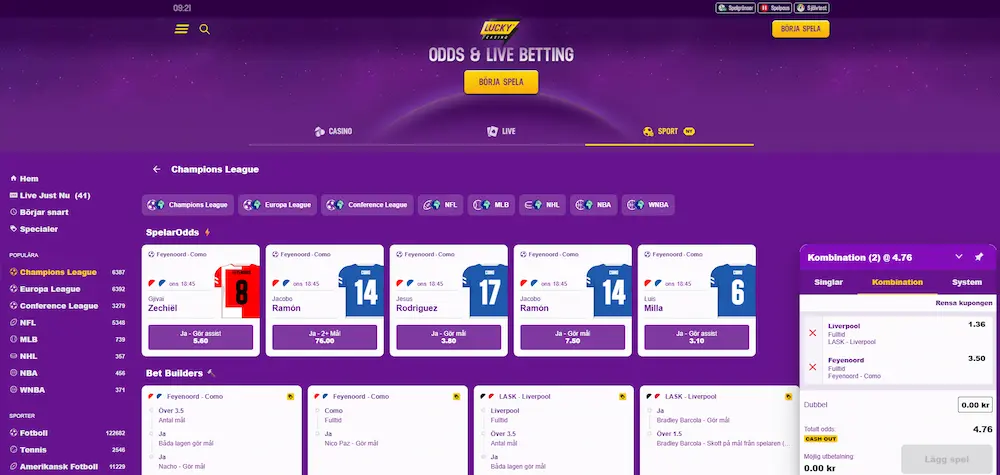 Lucky Casino odds - spelkupong