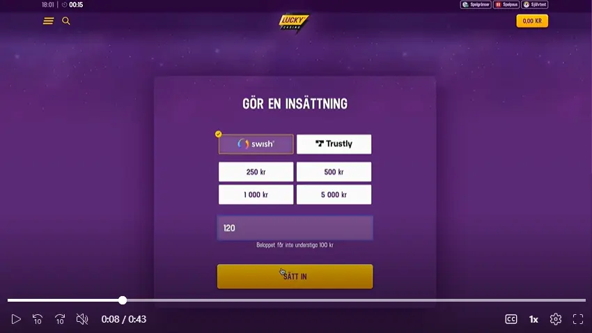 insättning Lucky Casino