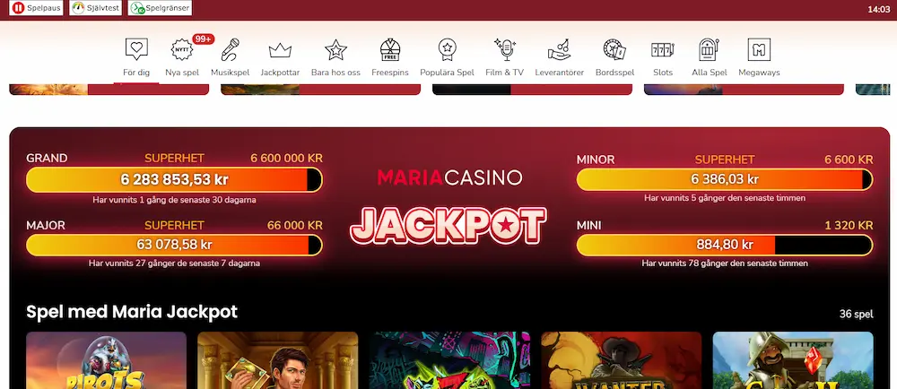 Maria Casino jackpot