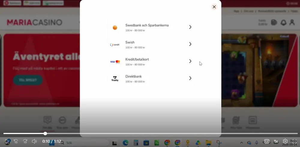 Maria casino insattning kortbetalningar