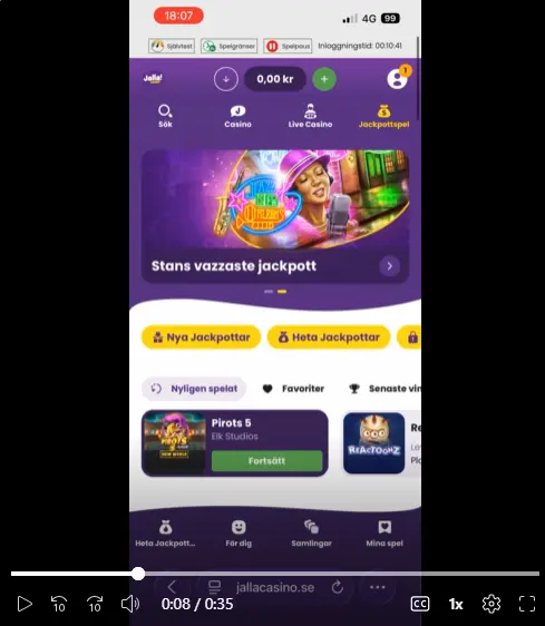 Test mobilen Jalla Casino