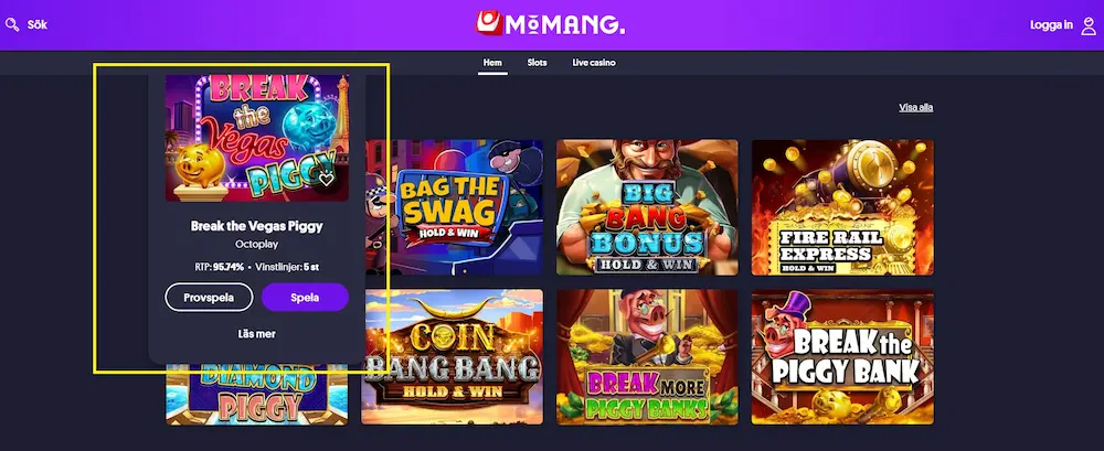 Info i spel momang