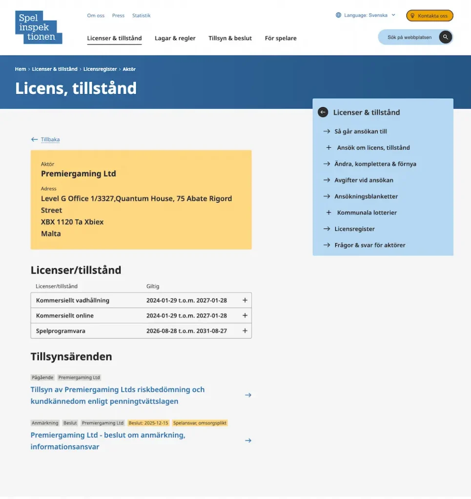 ProntoLive spellicens utdrag