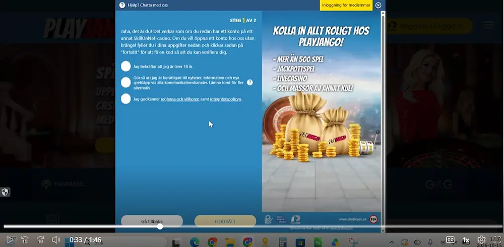 Registrering Playjango godkänn villkor